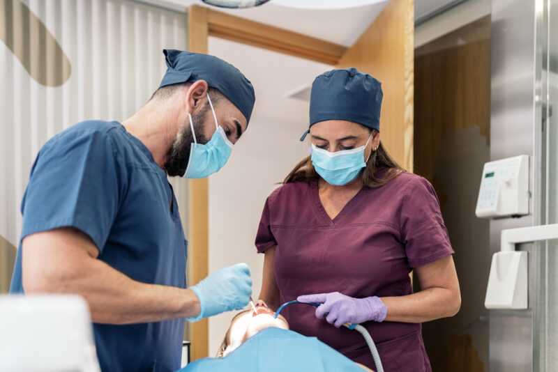 patient receiving dental treatment after iv sedation